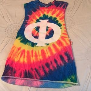 PHI Rainbow tie-dye muscle tank
